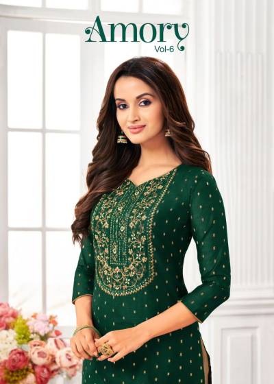 Amory Vol 6 By Kapil Trendz Fancy Embroidered Kurti Collection